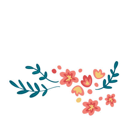 Flower border template with copy space. Hand drawn vector design artのイラスト素材