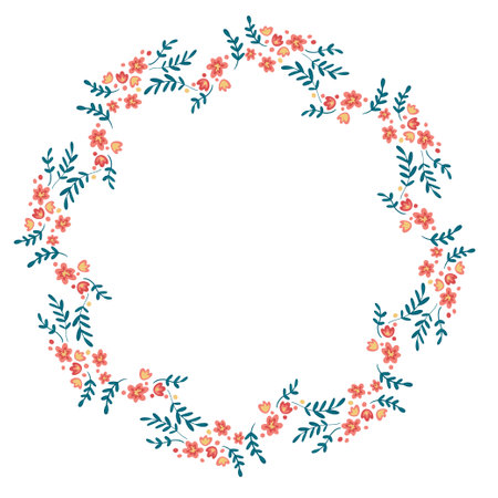 Flower border template with copy space. Hand drawn vector design artのイラスト素材