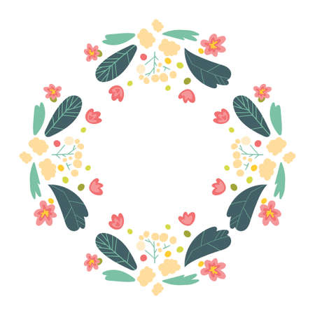 Flower border template with copy space. Hand drawn vector design artのイラスト素材
