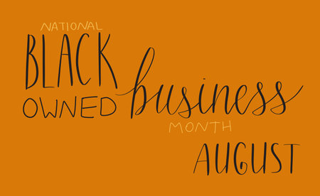 Black owned business month August lettering. African american visibility promotion banner template vectorのイラスト素材