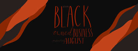 Black owned business month August lettering. African american visibility promotion banner template vectorのイラスト素材