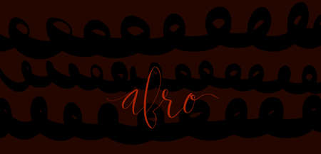Afro handwritten lettering vector. Coiled hair curls background. Web banner template.のイラスト素材