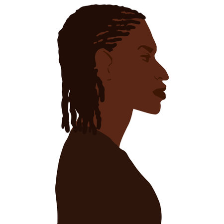 African american side view portrait with braids hairstyle vector art illustration isolatedのイラスト素材