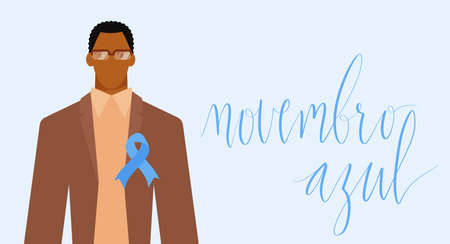 Novembro Azul translation Blue November for men health issues awareness. Vector web banner template.のイラスト素材