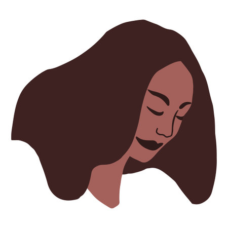 African american woman portrait handdrawn illustration isolated.のイラスト素材