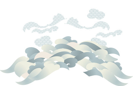 Clouds in asian style design background illustrationのイラスト素材