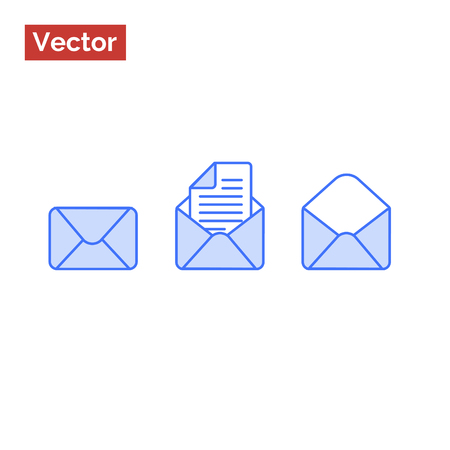 Envelope closed, open and file modern flat styleのイラスト素材