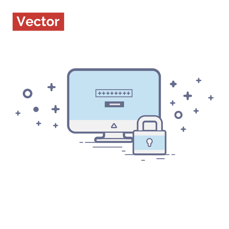 Computer protected minimalistic illustrationのイラスト素材