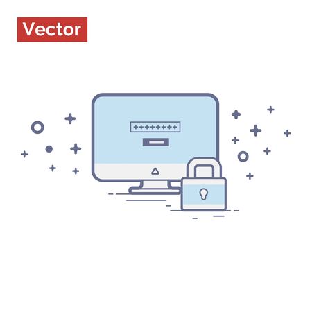 Computer protected minimalistic illustrationのイラスト素材