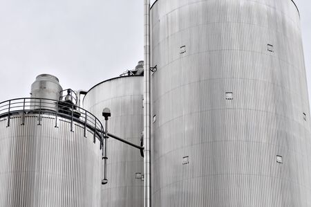 Cylindrical corrugated steel silo at a biomass power plant