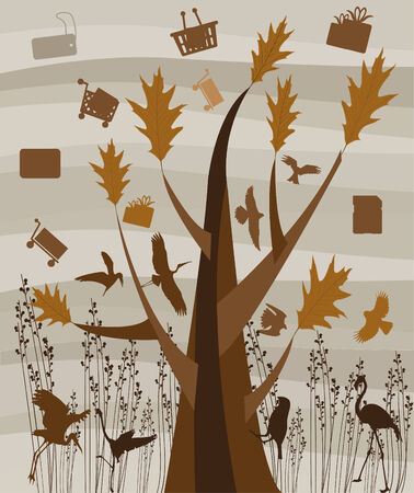 nature and shopping backgroundのイラスト素材