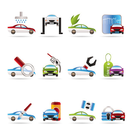 car and automobile service icon - vector icon setのイラスト素材