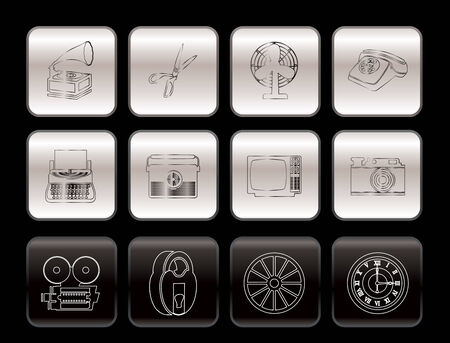 Retro business and office object icons - vector icon setのイラスト素材