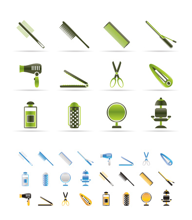 hairdressing, coiffure and make-up icons - vector Icon Set   - 3 colors includedのイラスト素材
