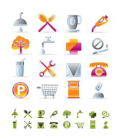 Realistic Petrol Station and Travel icons - Vector Icon Setのイラスト素材