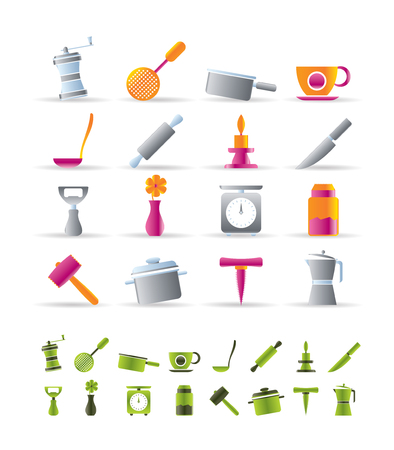 Kitchen and household tools icons - vector icon set - 2 colors includedのイラスト素材