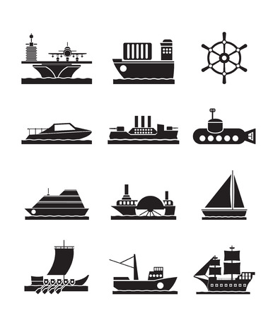 different types of boat and ship iconsのイラスト素材