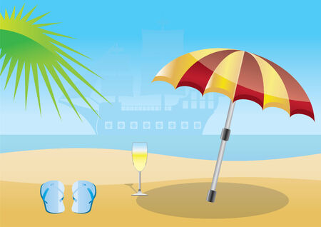 summer, beach and sea  background - illustrationのイラスト素材