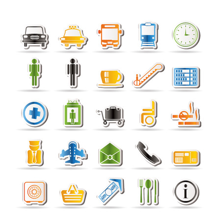 Airport, travel and transportation vector icon setのイラスト素材