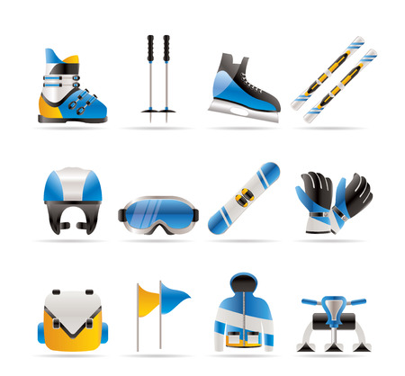 ski and snowboard equipment icons のイラスト素材