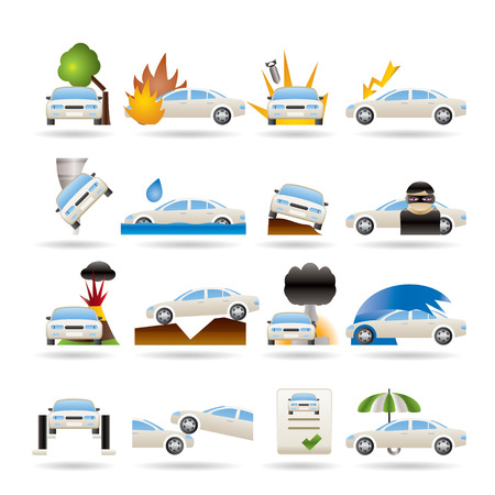 car and transportation insurance and risk icons のイラスト素材