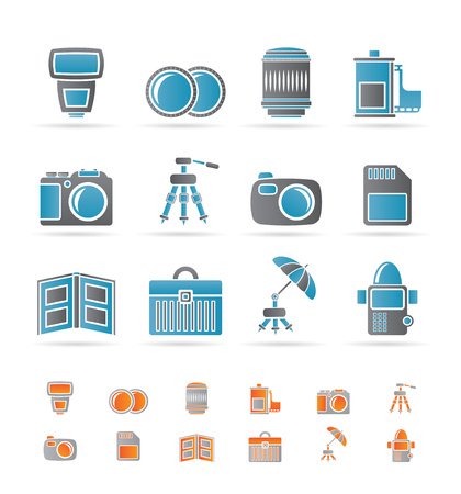 Photography equipment icons - vector icon setのイラスト素材