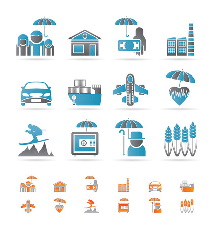 different kind of insurance and risk icons のイラスト素材