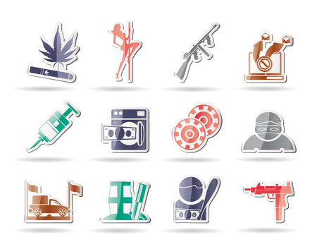 mafia and organized criminality activity icons - icon setのイラスト素材
