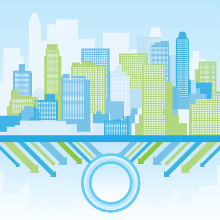 green and blue city backgroundのイラスト素材