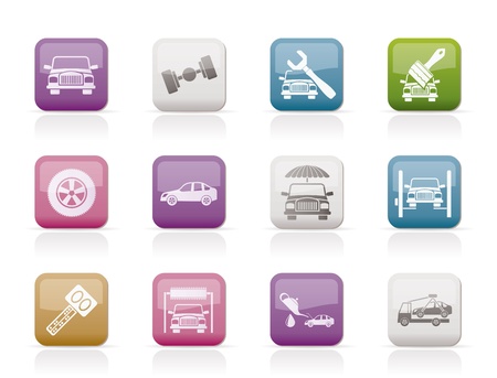 auto service and transportation icons - vector icon setのイラスト素材