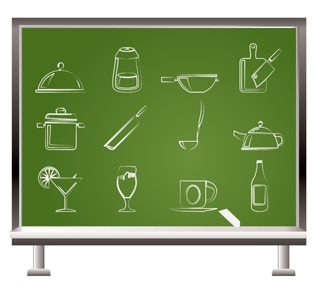 Restaurant, cafe, food and drink icons - vector icon setのイラスト素材