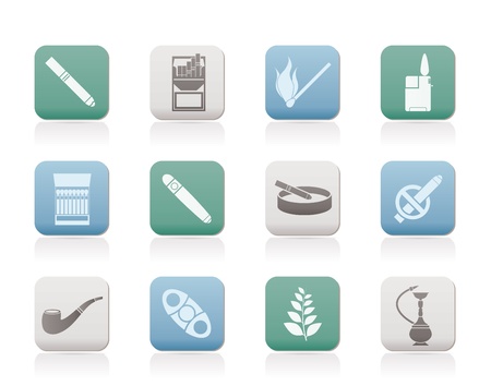 Smoking and cigarette icons - vector icon setのイラスト素材