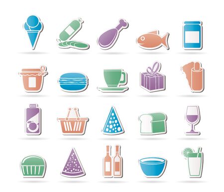 Shop and Foods Icons - Vector Icon Setのイラスト素材