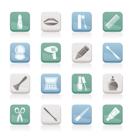 cosmetic, make up and hairdressing icons - vector icon setのイラスト素材