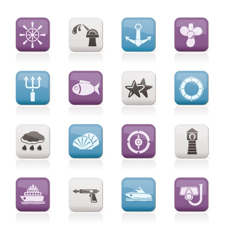Marine and sea icons のイラスト素材