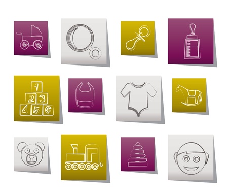 baby and children icons - vector icon setのイラスト素材