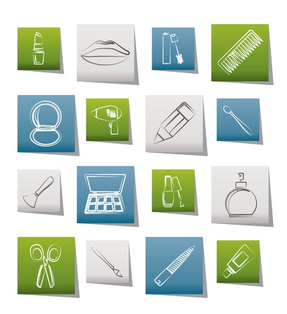 cosmetic, make up and hairdressing icons - vector icon setのイラスト素材
