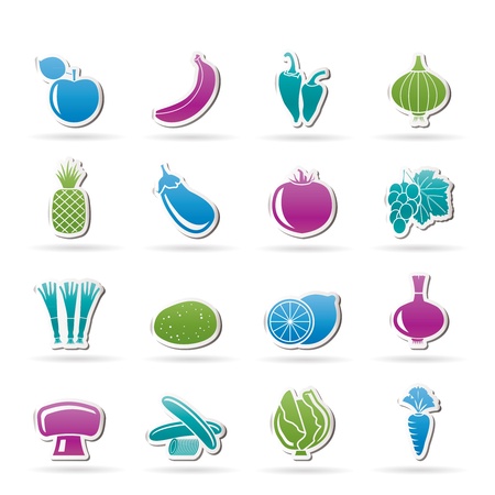 Different kind of fruit and vegetables iconsのイラスト素材