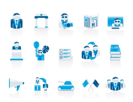 Politics, election and political party icons - vector icon setのイラスト素材