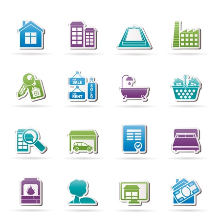 Real Estate objects and Icons - Vector Icon Setのイラスト素材