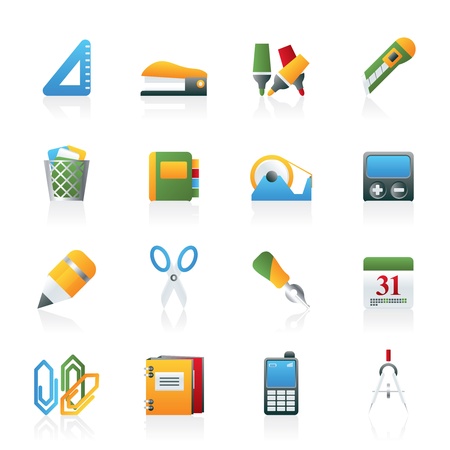 Business and office objects icons - vector icon setのイラスト素材