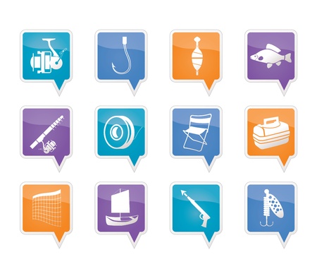 Fishing and holiday iconsのイラスト素材