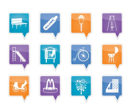Park objects and signs iconのイラスト素材