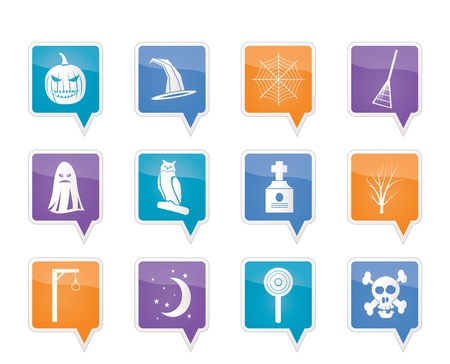 halloween icon pack  with bat, pumpkin, witch, ghost, hatのイラスト素材