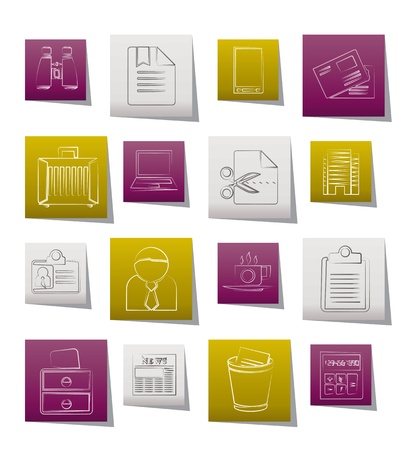 Business and office elements iconsのイラスト素材