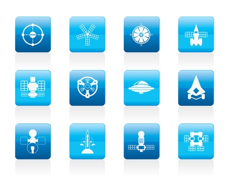 different kinds of future spacecraft icons - icon setのイラスト素材