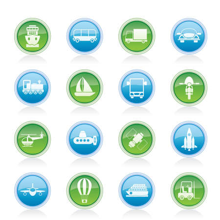 Transportation, travel and shipment icons - vector icon setのイラスト素材