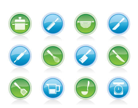Cooking equipment and tools icons - vector icon setのイラスト素材