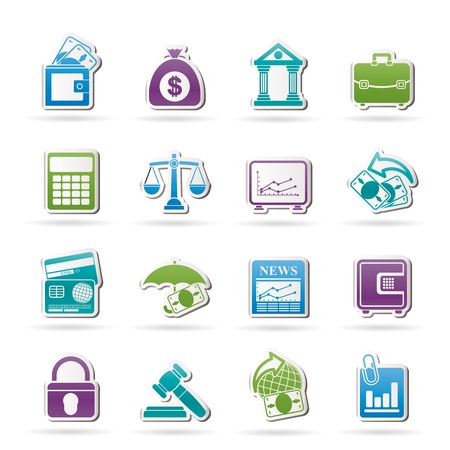 Business, finance and bank icons - vector icon setのイラスト素材