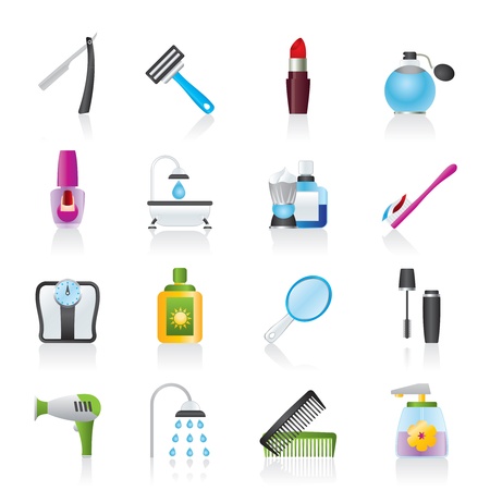 body care and cosmetics icons - vector icon setのイラスト素材